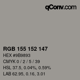 Color code: RGB 155 152 147 | qconv.com