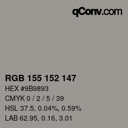カラーコード: RGB 155 152 147 | qconv.com