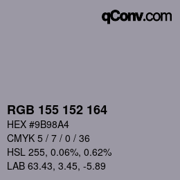 颜色代码: RGB 155 152 164 | qconv.com