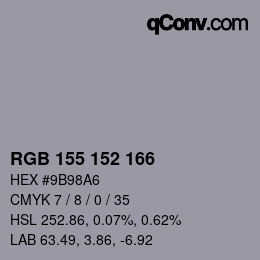 Color code: RGB 155 152 166 | qconv.com