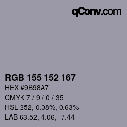 カラーコード: RGB 155 152 167 | qconv.com
