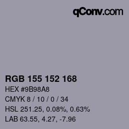 カラーコード: RGB 155 152 168 | qconv.com