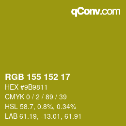 カラーコード: RGB 155 152 17 | qconv.com