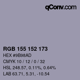 Color code: RGB 155 152 173 | qconv.com