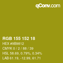 Color code: RGB 155 152 18 | qconv.com
