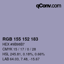 Color code: RGB 155 152 183 | qconv.com
