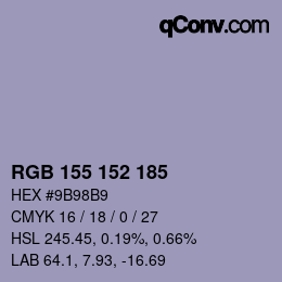 颜色代码: RGB 155 152 185 | qconv.com
