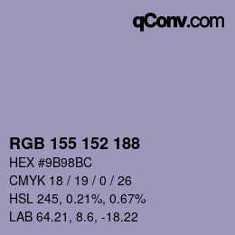 カラーコード: RGB 155 152 188 | qconv.com