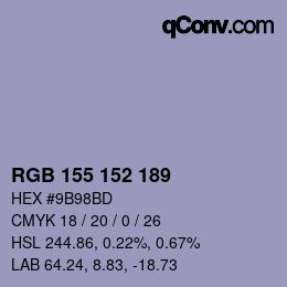 カラーコード: RGB 155 152 189 | qconv.com
