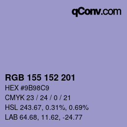 Código de color: RGB 155 152 201 | qconv.com