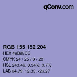 カラーコード: RGB 155 152 204 | qconv.com