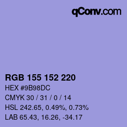 颜色代码: RGB 155 152 220 | qconv.com