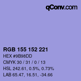 颜色代码: RGB 155 152 221 | qconv.com