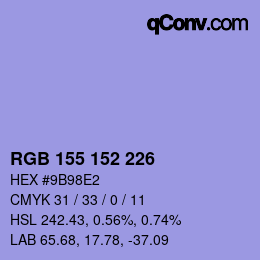 Color code: RGB 155 152 226 | qconv.com