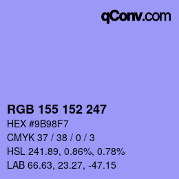 カラーコード: RGB 155 152 247 | qconv.com