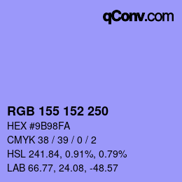 カラーコード: RGB 155 152 250 | qconv.com
