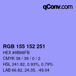 カラーコード: RGB 155 152 251 | qconv.com