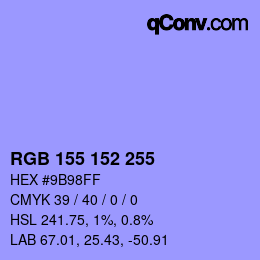 カラーコード: RGB 155 152 255 | qconv.com