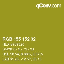 Color code: RGB 155 152 32 | qconv.com