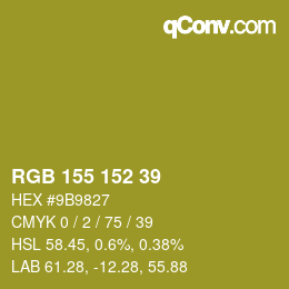 Color code: RGB 155 152 39 | qconv.com