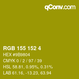Color code: RGB 155 152 4 | qconv.com