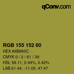 カラーコード: RGB 155 152 60 | qconv.com