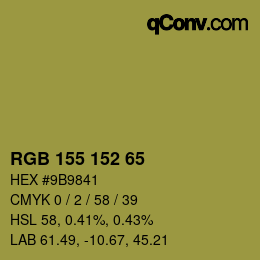 カラーコード: RGB 155 152 65 | qconv.com
