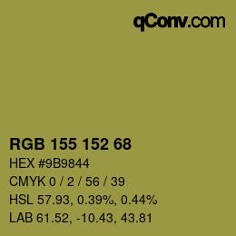 Color code: RGB 155 152 68 | qconv.com