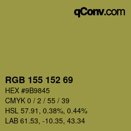 颜色代码: RGB 155 152 69 | qconv.com