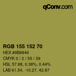 颜色代码: RGB 155 152 70 | qconv.com