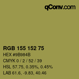 颜色代码: RGB 155 152 75 | qconv.com