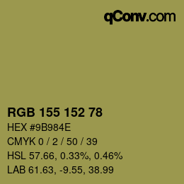 Color code: RGB 155 152 78 | qconv.com