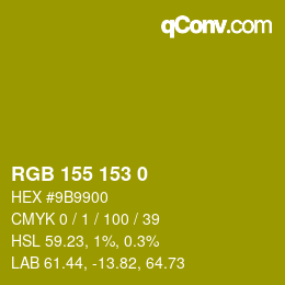 颜色代码: RGB 155 153 0 | qconv.com