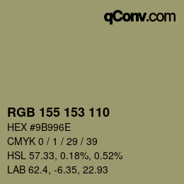 颜色代码: RGB 155 153 110 | qconv.com
