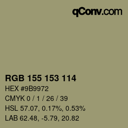 カラーコード: RGB 155 153 114 | qconv.com