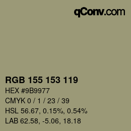 Color code: RGB 155 153 119 | qconv.com
