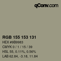 カラーコード: RGB 155 153 131 | qconv.com