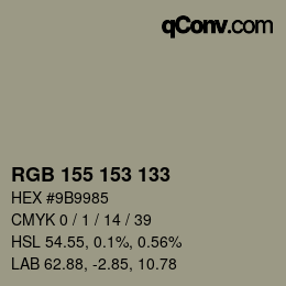 Color code: RGB 155 153 133 | qconv.com