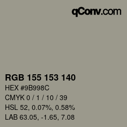 Color code: RGB 155 153 140 | qconv.com