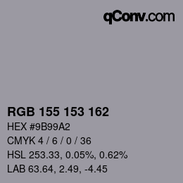 カラーコード: RGB 155 153 162 | qconv.com