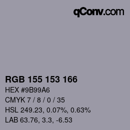 カラーコード: RGB 155 153 166 | qconv.com