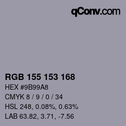 Color code: RGB 155 153 168 | qconv.com