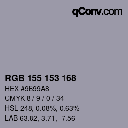 Color code: RGB 155 153 168 | qconv.com