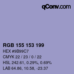 Color code: RGB 155 153 199 | qconv.com
