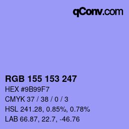 カラーコード: RGB 155 153 247 | qconv.com