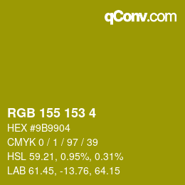 颜色代码: RGB 155 153 4 | qconv.com