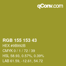 Color code: RGB 155 153 43 | qconv.com