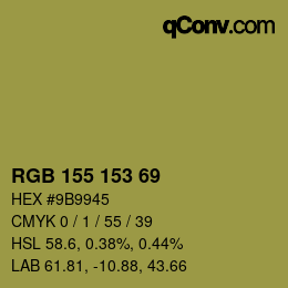 Color code: RGB 155 153 69 | qconv.com