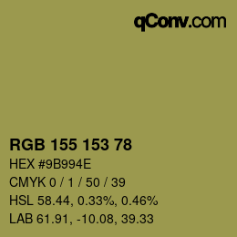 Color code: RGB 155 153 78 | qconv.com