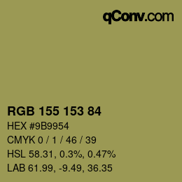 Color code: RGB 155 153 84 | qconv.com